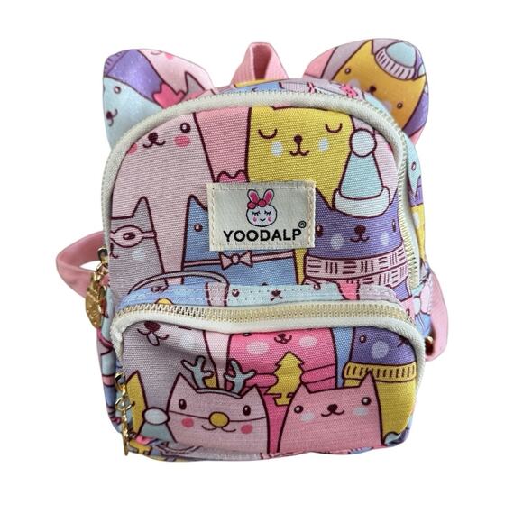 yodalp Other - NWOT Yodalp Kids Backpack Adjustable Straps Light Pink Cat Print Cat Ears Mini